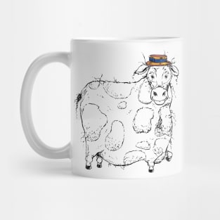 Large Plump Cow with a Precious Barber Shop Hat Mug